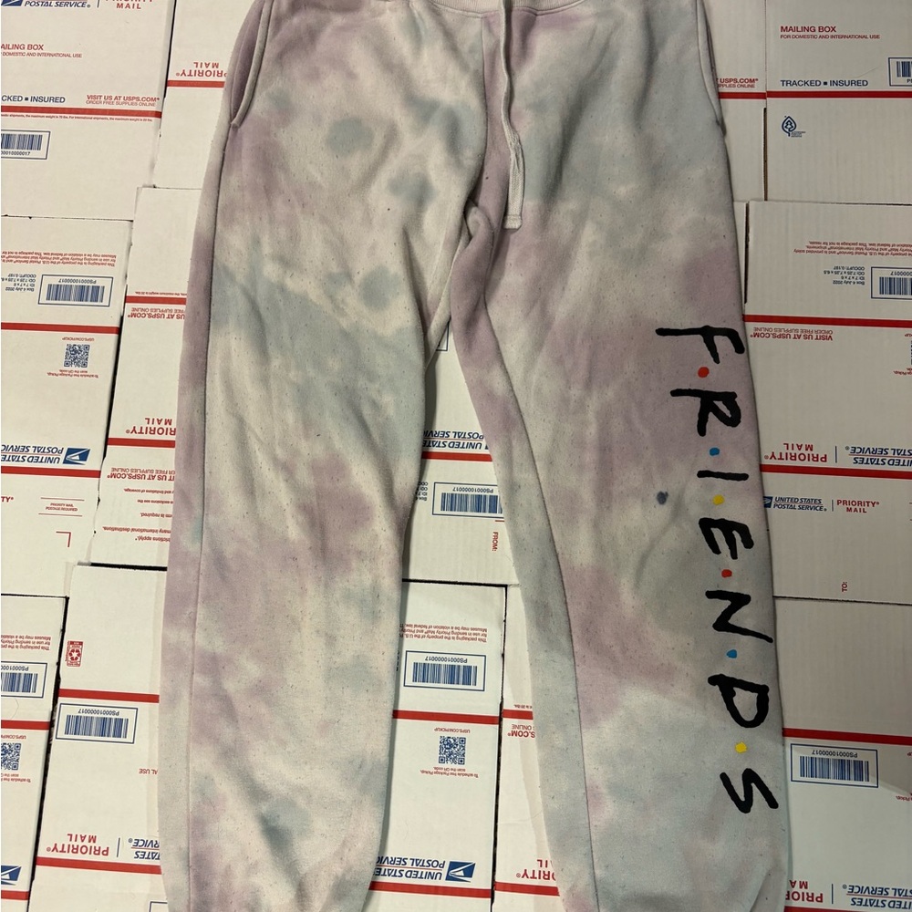 FRIENDS Tie-Dye Kids Sweatpants in Pastel Pink & Blue
